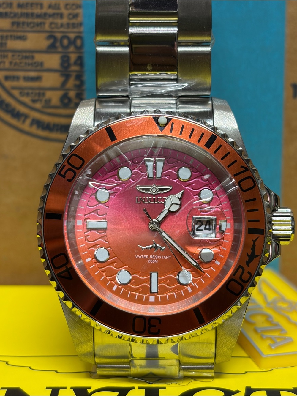 50898 Invicta Mens Pro Diver Steel Watch 42mm Case 200m Orange/Pink The Thing - Picture 6 of 7